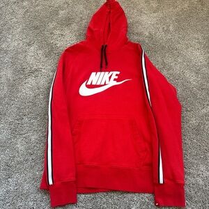 Nike Red Hoodie with White Logo